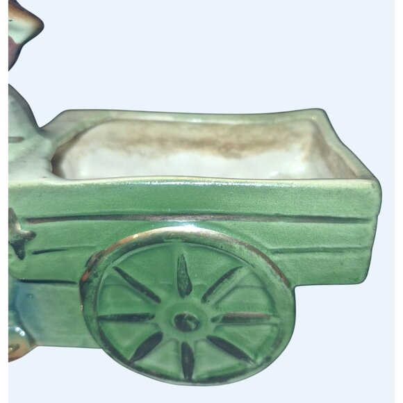 Vintage Ceramic Farmer Figurine With Wheelbarrow Planter - Picture 3 of 9